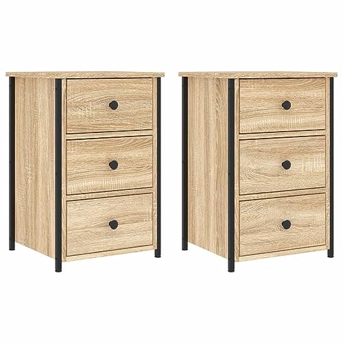 vidaXL Mesitas Noche 2 uds Madera ingeniería Roble Sonoma 40x36x60 cm