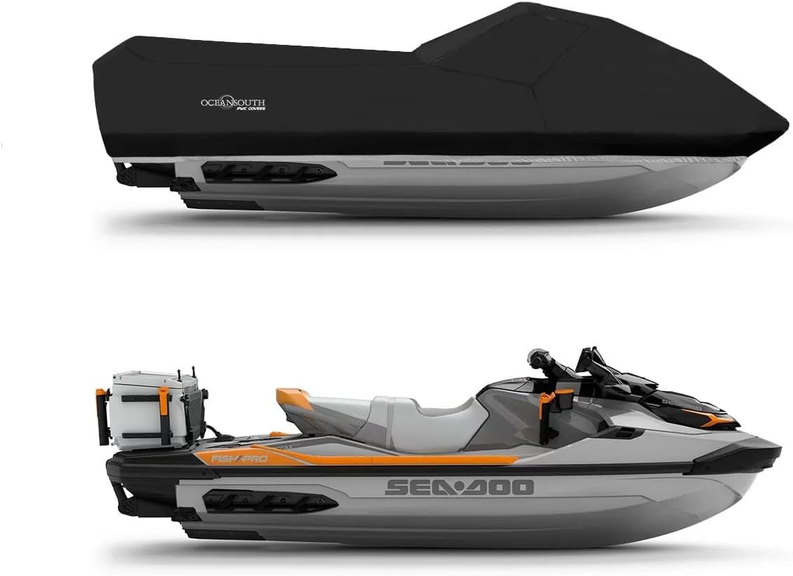 Oceansouth SEA-DOO SFISHPRO Trophy 170 (with Box) Jet Ski Cover – Custom Fit PWC Cover – Trailerable & Storage – Waterproof, UV Resistant, Breathable Marine Fabric