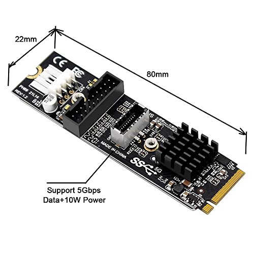 Image of Xiwai 5Gbps Type-E USB 3.1 Front Panel Socket & USB 2.0 to NVME NGFF M-Key Express Card Adapter for Motherboard
