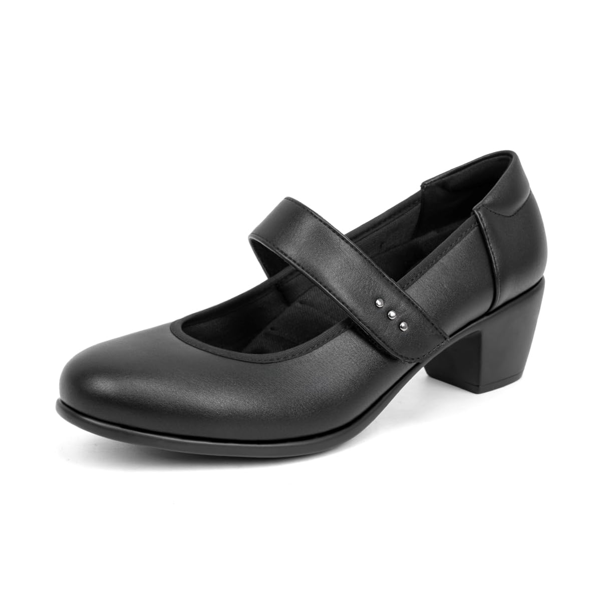 VJH confort Women's Mary Jane Pumps Low Block Chunky Heel Round Toe Dress Work Comfortable Shoes