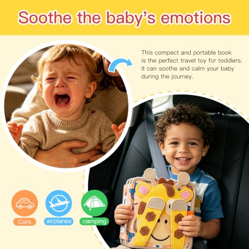 Image of Montessori Busy Book, Suitable for Toddlers Aged 1-3, Felt Sensory Activity Book, Children's Travel Toy, Quiet Book Busy Board, Birthday Gift for Boys and Girls