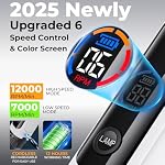 Dog Nail Grinder 6-Speed with LED Display, Dog & Cat Nail Clippers and Trimmers, Pet Nail Grinder with 2 LED Lights - Super Quiet Rechargeable Claw Trimmer for Large Medium Small Puppy Dogs/Cats