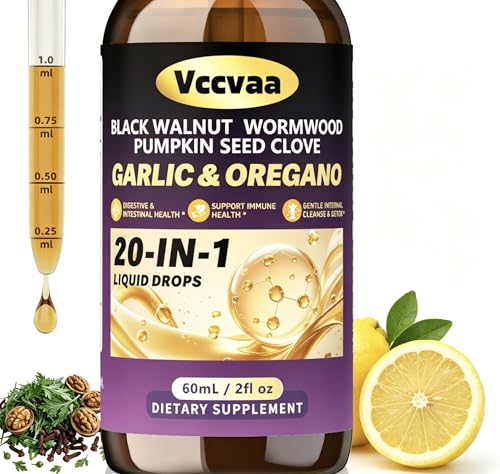 Image of 20-in-1 Black Walnut Parasite Cleanse for Humans | Wormwood, Pumpkin Seed & Oregano | Digestive & Intestinal Health Support | Immune System Booster | Gentle Internal Cleanse & Detox | Lemon Flavor