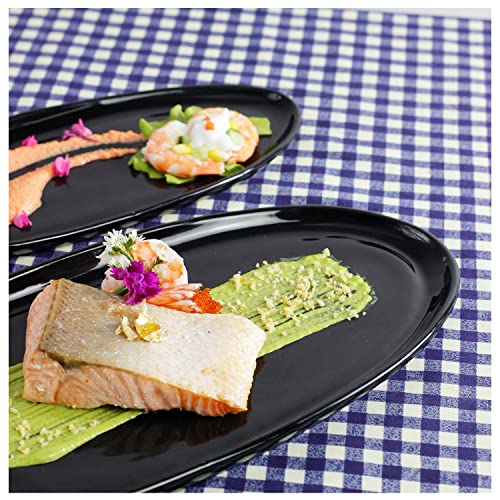 Roro Ceramic Stoneware Glossy Style Dinner 12 Inch Oval Plate In Obsidian Zen Black #TOP5
