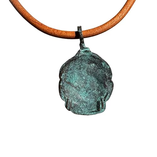 Miniatura 2 de Buddha Head Necklace - Buddhist, Buddhism Jewelry, Green Patina Pendant, Women Accessories, Men Gift, Antique Believes, Enlightening Charm, Good