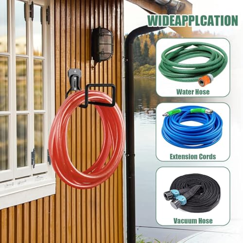 Image of NYALA 1 Pcs Heavy Duty Black Garden Hose Hangers - Outdoor Water Hose Storage Holder & Wall Mount Hose Reel Stand (Rust-Resistant, Easy Install)