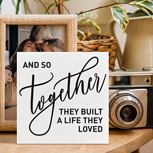 Romantic Bedroom Wooden Box Sign, They Built A Life They Loved, Home Master Bedroom Decor, Motivational Home Desk Farmhouse Decorations, Wedding Marriage Valentine's Day Gifts Him Her
