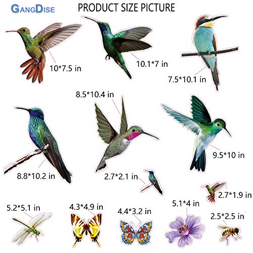 32 Pieces Extra Large Hummingbird Butterfly Window Clings, Anti-Collision Window Decoration Decals, Static Stickers Decor For Glass Windows And Doors - Non-Adhesive Vinyl Cling To Alert Birds #TOP1