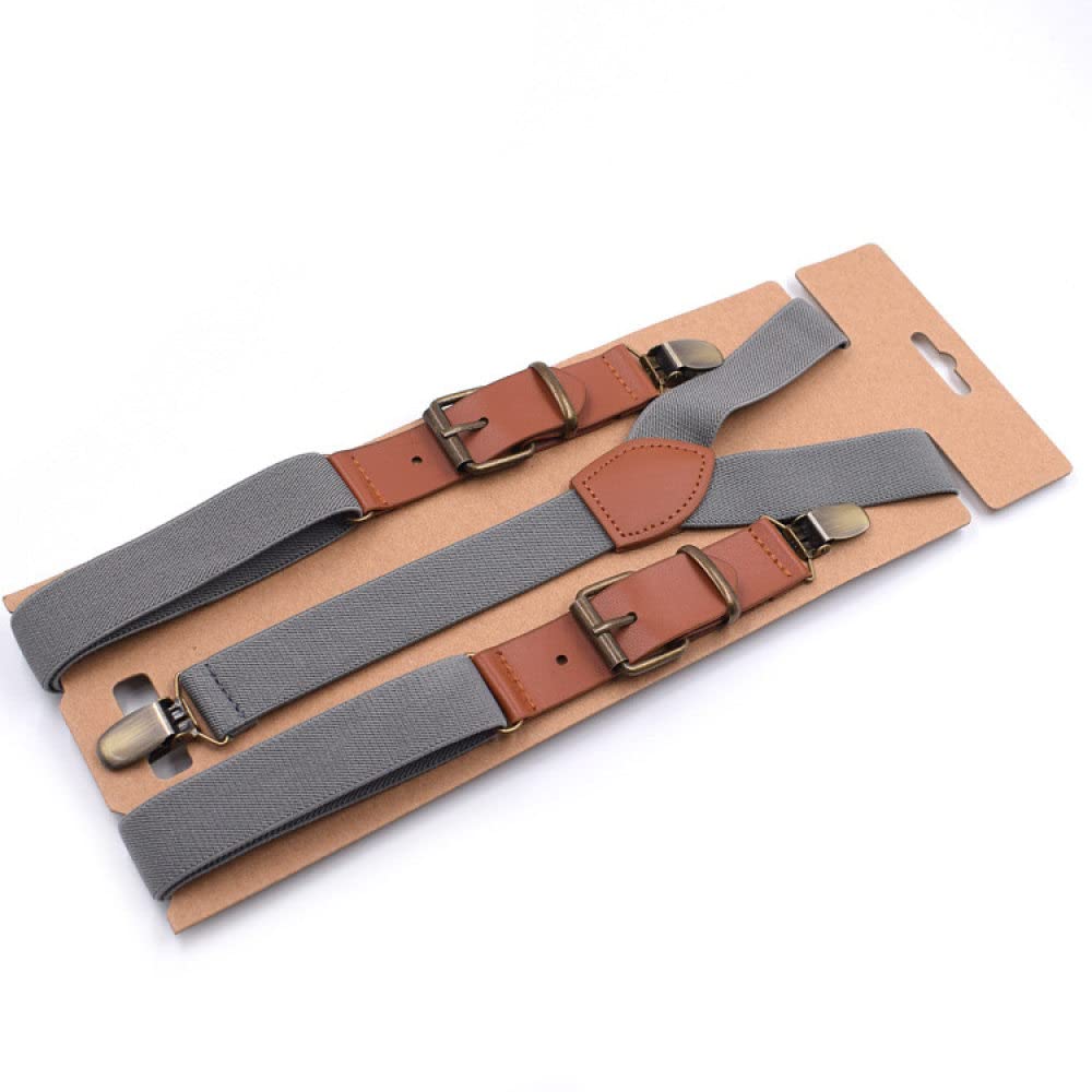 Bretelles Bretelles Vintage à 3 Clips for Pantalons en Cuir synthétique Marron, 2,5 x 115 cm, Accessoires(Dark Gray)