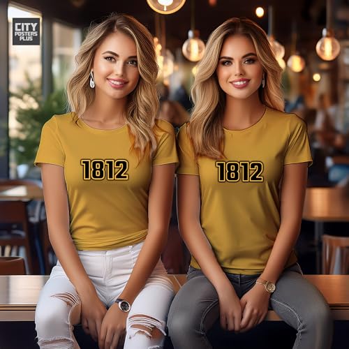 T-shirt 1812 femme au coloris jaune doré unique et imprimé historique - 5