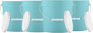 House Naturals 2 Gallon Aqua Buckets pails with Lids( Pack of 4) Food Grade - BPA Free Made in USA