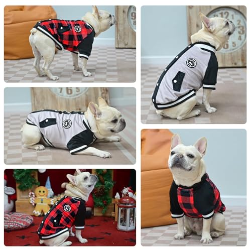 Image of BEAUTYZOO Dog Sweaters for Small Medium Large Dogs, Dog Hoodie Warm Fleece Dogs Winter Clothes Cute Stylish Boy & Girl Dog Sweatshirts, Grey Sport Coats Baseball Uniform Jackets for Puppy, M