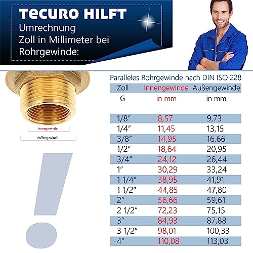 tecuro Doppelanschluss für Trockner und Waschmaschine, 1 Zoll ÜWM, inkl. Dichtungen und Schlauchschelle, Rückflusssicherung, Kunststoff
