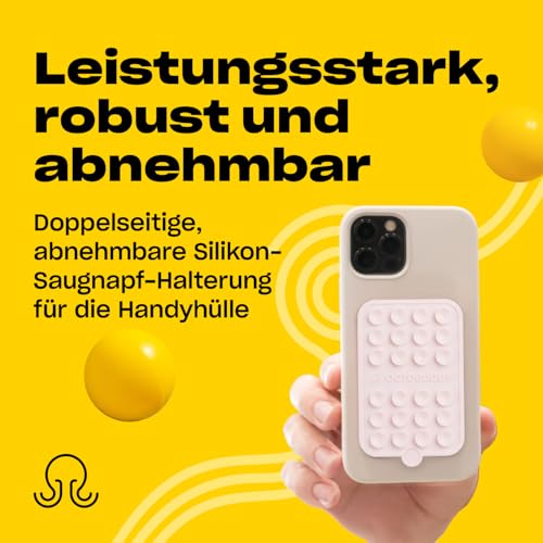 Image of OCTOBUDDY - Silicone Case Double-Sided Suction Phone Case Detachable Mount - Hands-Free, Strong Grip Holder For Selfies & Videos - iPhone & Android Compatible - 2.5? X 3.75?, Chalk Pink