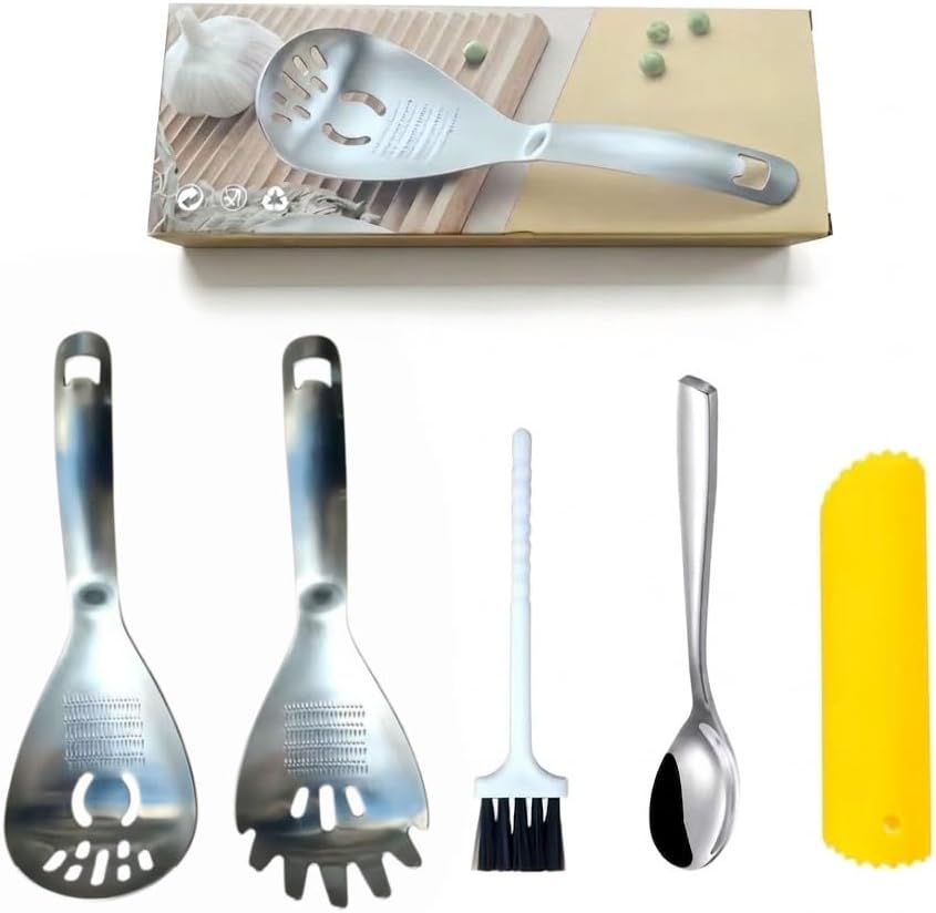 5-in-1 Multifunctional Stainless Steel Cooking Spoon Set (Silver‑C Set)