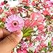 Yoksas Nature Vintage Pink Flower Plants Stickers - 100 Pcs Aesthetic Clear Floral Stickers for Scrapbooking, Journaling,Planner,Art Project
