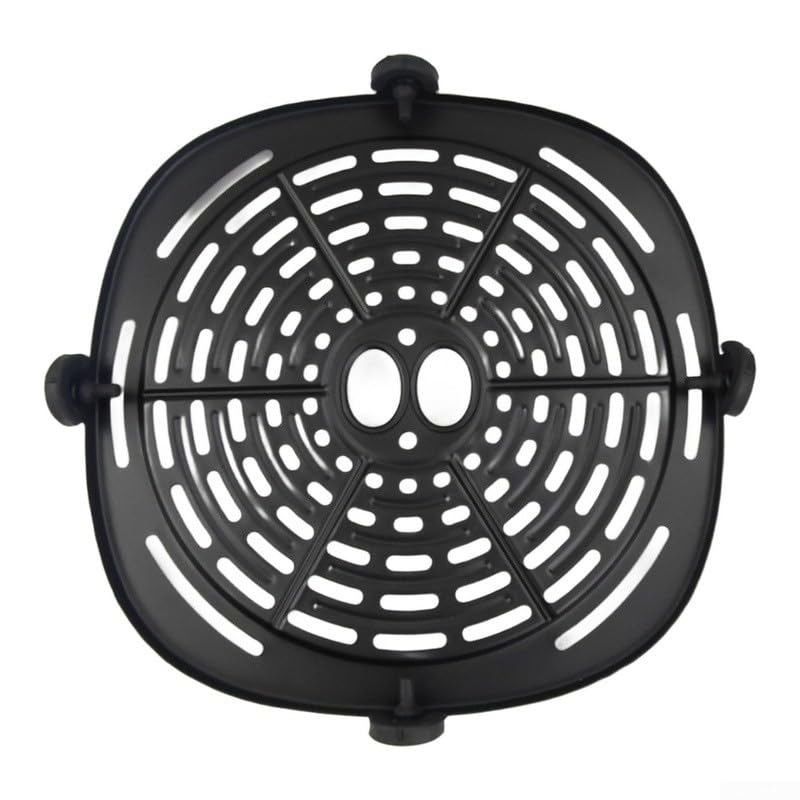 Vilgftyiet Bandeja de repuesto para freidora de aire de 18 x 18 cm, placa cuadrada negra con 4 protectores de esquina, accesorio de cocina antiadherente fácil de limpiar para cocina, parrilla al aire