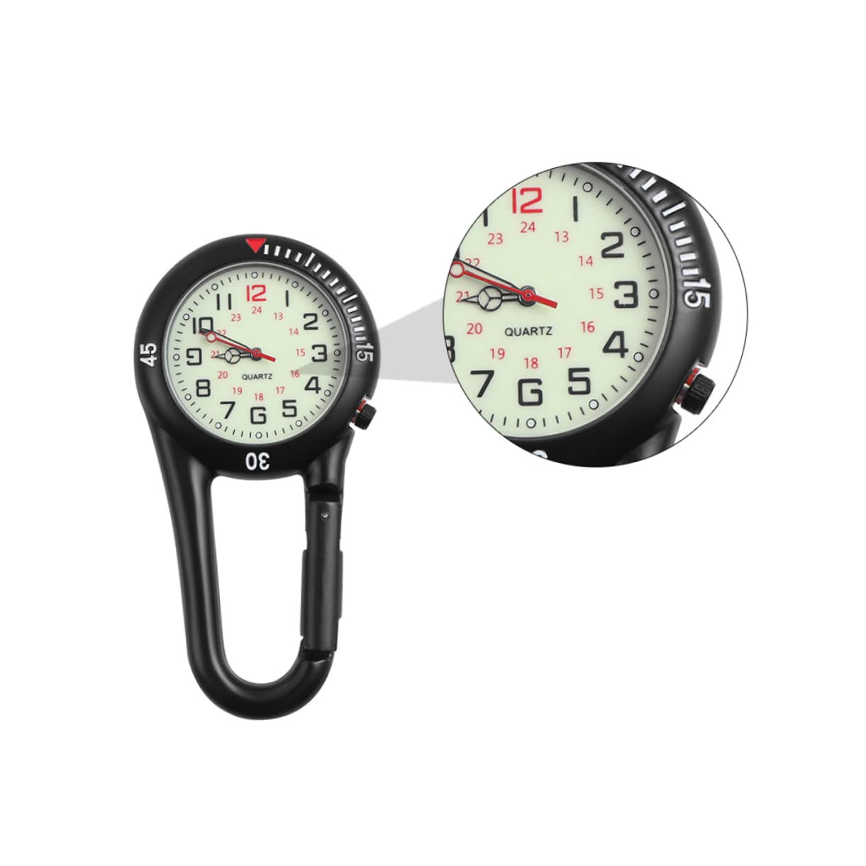 Toddmomy 6piezas Reloj De Clip De Cuarzo con Dial Fluorescente para Mochilas y Cinturones para y Actividades Negro