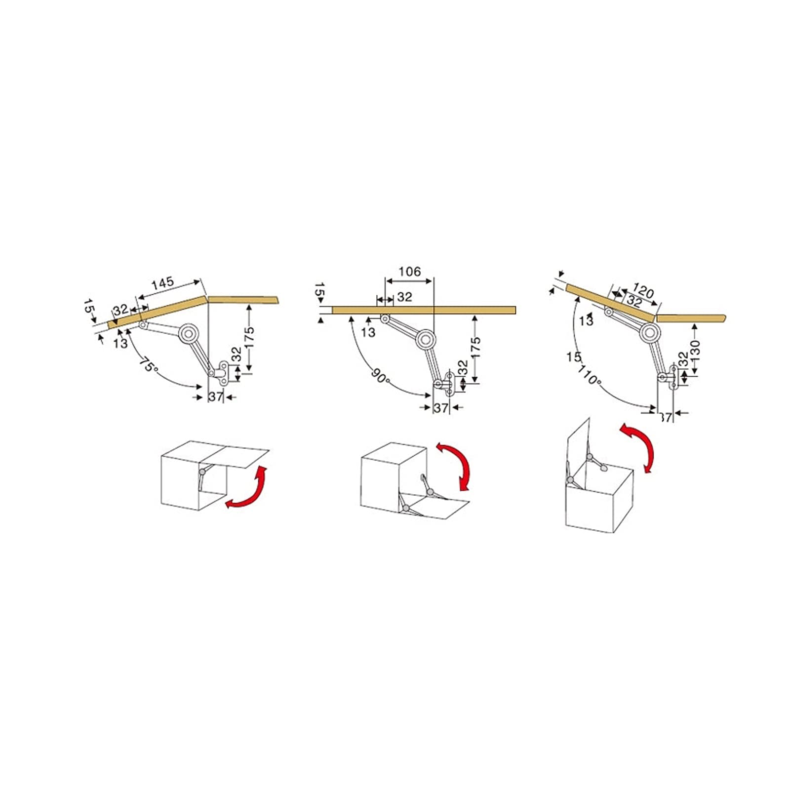 SUpoetry Pack of 2 Flap Holders, Flap Hinges, Metal Support Hinges, Cabinet Flap Holder Aluminium, with Allen Key - Image 4