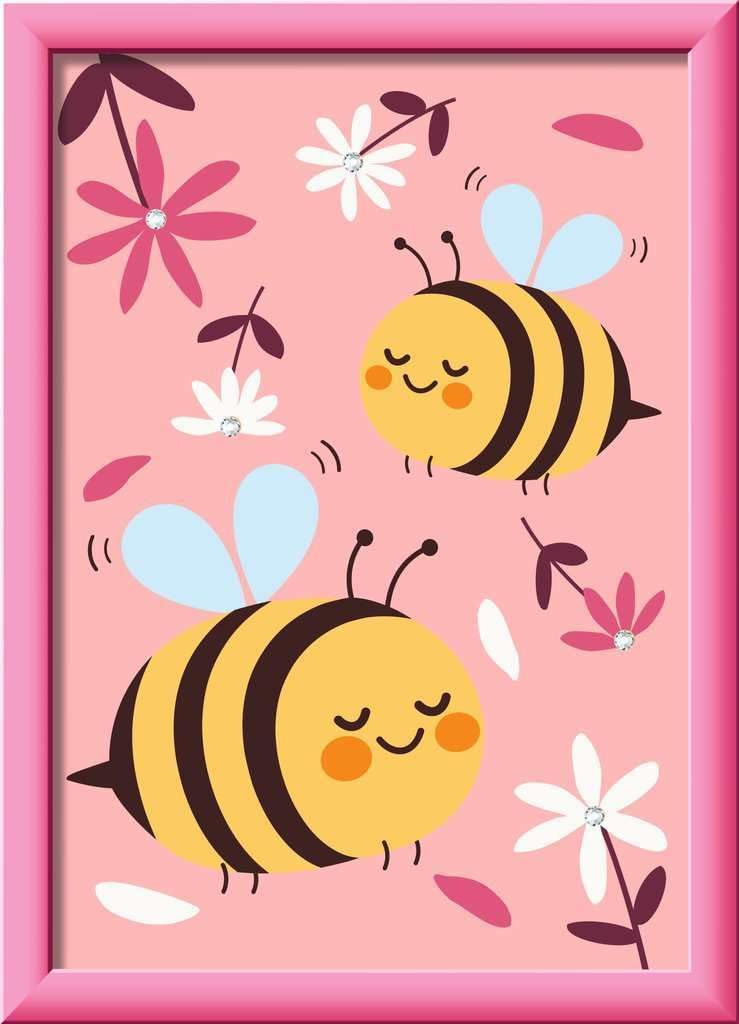 Ravensburger CreArt - Malen nach Zahlen 23992 - Niedliche Hummeln - ab 7 Jahren: Mit Glitzersteinen Zum Verzieren!