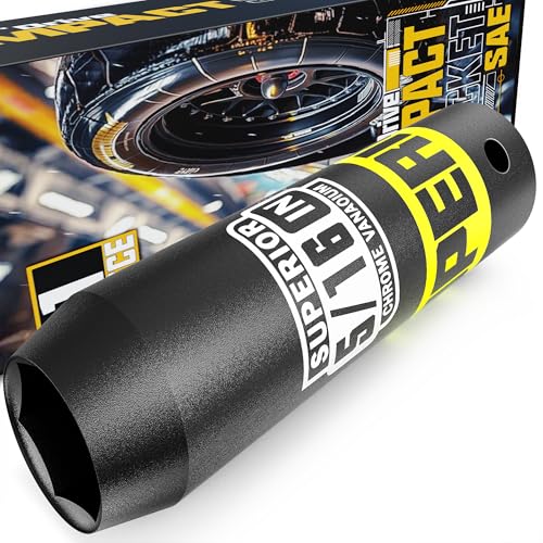 Image of 1 /2 inch Drive Impact Socket, 5 /16 inch Deep Socket, SAE, 6 Point, CR-V, for Car Repair, Loosen the Fastening Nut