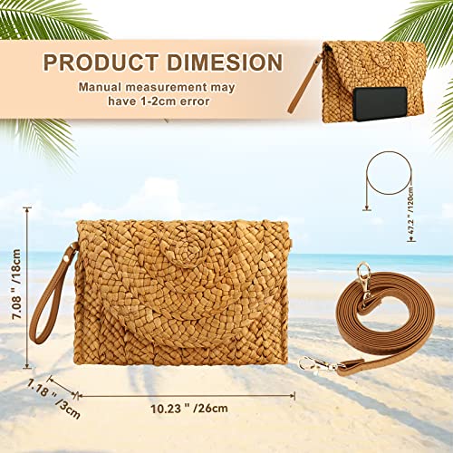 Image of Summer Straw Shoulder Bag Straw Small Clutch Crossbody Bags for Women Boho Purse Handmade Envelope | Summer