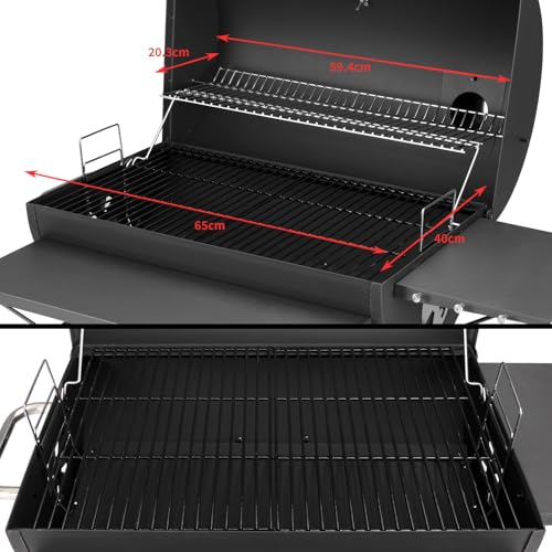 Holzkohlegrills Mit Deckel | Holzkohlegrill Grillwagen - Kohlegrill Griff, Grillrost und Thermometer, Smoker Grill Holzkohles Holzkohlegrill groß, BBQ Grill Gartengrill Holzkohle