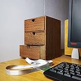 木製収納ボックス ミニ引き出し 小型収納ボックス 卓上収納ボックス 小物入れ 引出し箱 木製引き出し (三段引き出し)