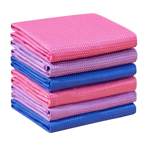 Image of JOYMOOP Microfiber Waffle Weave Cleaning Cloth,Highly Absorbent Kitchen Towels,Quick Drying Lint Free Dish Towels for Kitchen,6 Pack, Mixed Color, 15.7x15.7inch