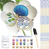 Facile e piacevole per artigiani di tutti i livelli: questo kit di artigianato è progettato per semplicità e divertimento. Il metodo di decoupage è semplice: basta separare lo strato stampato del tovagliolo scelto, applicare la colla con i pennelli da decoupage inclusi e incollarlo ai gusci di vongole per l'artigianato. Quindi, usa le vernici acriliche per aggiungere accenti dorati o bordi colorati.