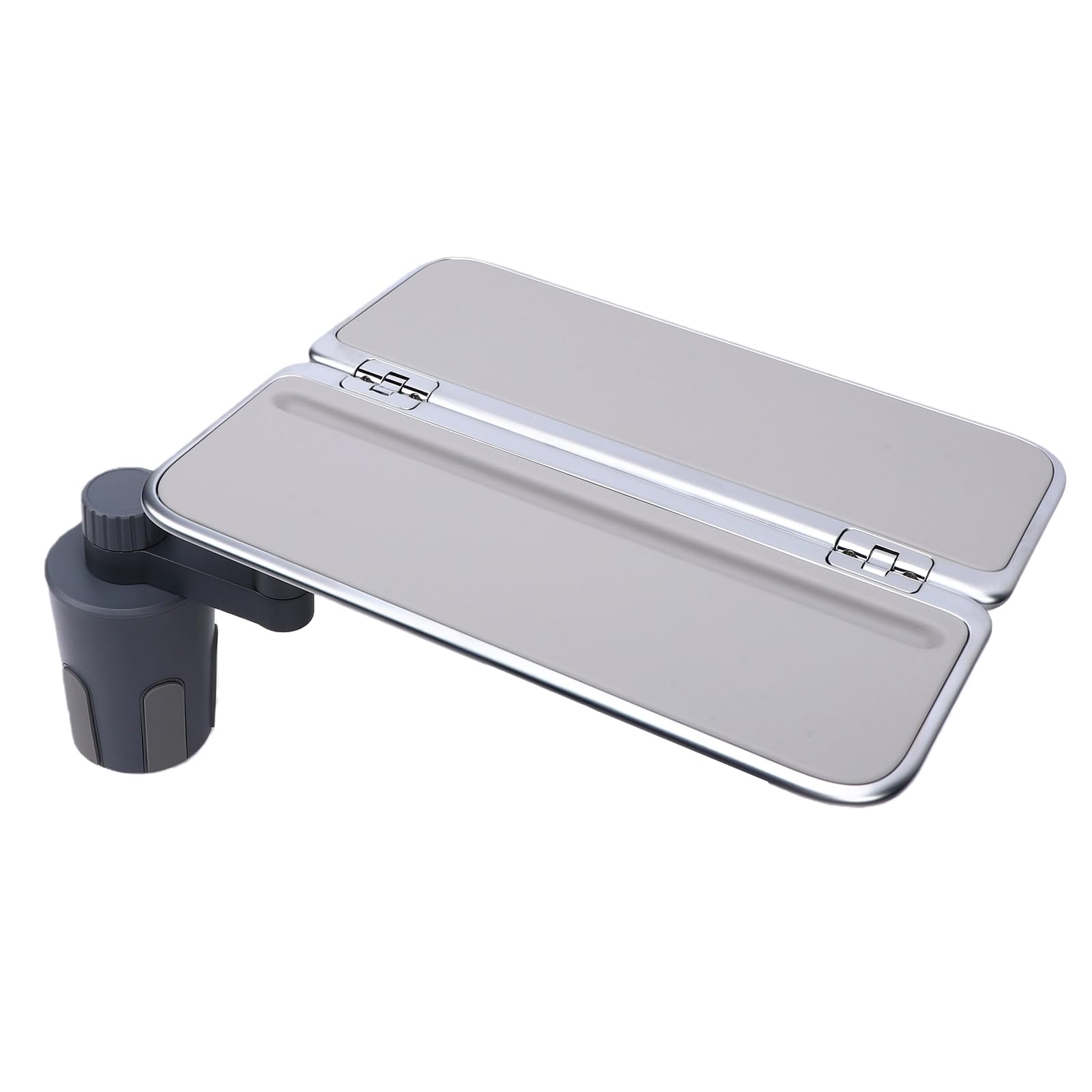 Portabicchiere Auto Pieghevole per Tavolo da Viaggio, Adatto per | Scrivania per laptop per auto, girevole a 360°, in lega di alluminio, con supporto per telefono per passeggeri e conducenti