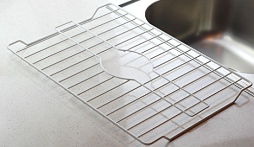 Deluxe Steel Construction Vinyl Coated Sink Protector Saver Rack (Extra Large - White)