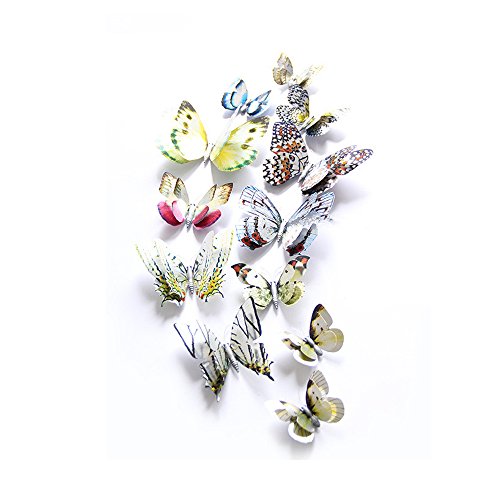 DAGOU Mixed of 12PCS 3D Pink Butterfly Wall Stickers Decor Art Decorations¡­ (Silver) - //coolthings.us