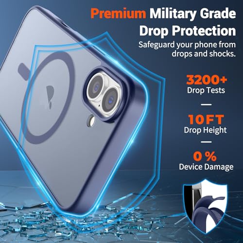 Image of SUPFINE Magnetic for iPhone 16 Plus Case (Compatible with MagSafe) (Military Grade Drop Protection) Slim Translucent Matte Shockproof with Anti-Fingerprint Phone Case,Lavender Gray