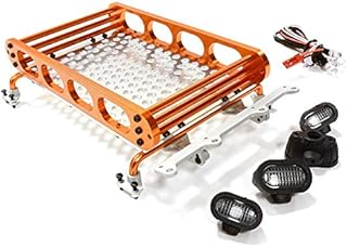 Integy RC Model C26609ORANGE Realistic 1/10 Scale Alloy Luggage Tray 155x109x36mm with 4 LED Spot Light Set