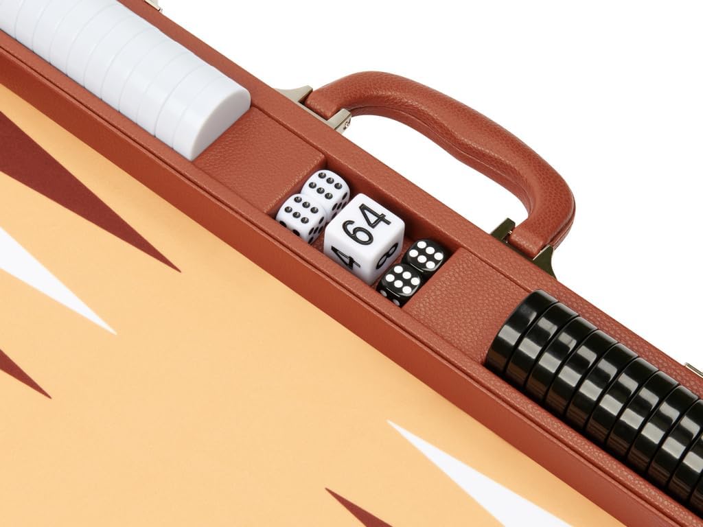 Silverman & Co. 19-inch Premium Backgammon Set - Desert Brown Board