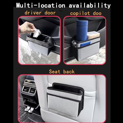 Image of Car Trash Can, Foldable Multifunctional Hanging Storage Box Trash Can with a Roll of Garbage Bag, Multi Pocket Design Suitable for Car, Home, and Office Car Trash Cans (Grey)