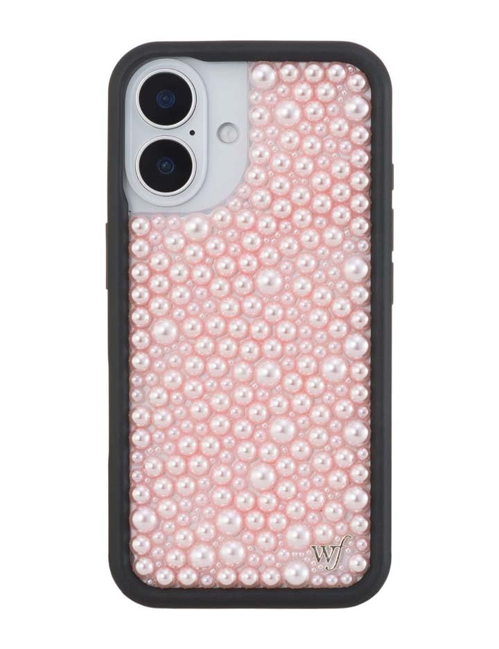 Image of Wildflower Cases - Compatible with iPhone 16 | Protective Black Bumper, 6.5ft Drop Test Certified, Women Owned Small Business | Pearl Pink