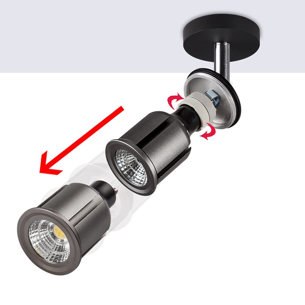 Paquete de 2 focos de Techo LED de Pared, Apliques de Pared Ajustables y giratorios GU10, lámpara de Lectura de Noche, lámparas de Superficie para baño [Clase energética A++]