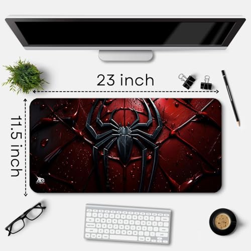 Image of Extended Gaming Mouse Pad for Desk (23x11.5 Inch) - Large Mouse Pad for Office & Home | Non-Slip Rubber Base, Smooth Surface Desk Mat for Laptop, Keyboard & Mouse (Supper Heros Edition) (bloodred Spy)