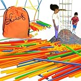 Skoolzy Straw Constructor STEM Building Toys 200+ Piece Set - Durable Interlocking Plastic Educational Toys for Toddlers to Develop Fine Motor Skills Engineering Learning Building Blocks - 5 Pack