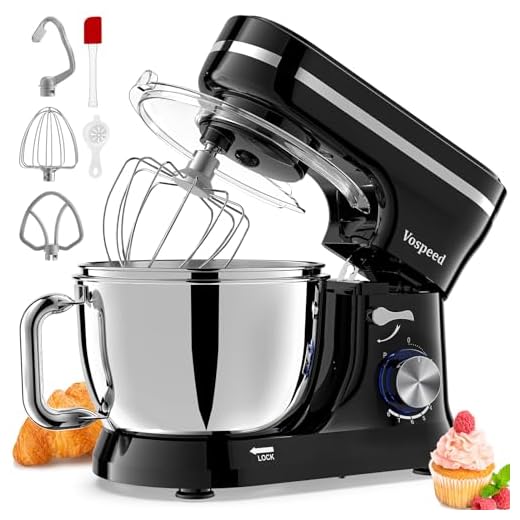 Vospeed Stand Mixer, 4.5L+5L Bowls 8-speed 1000W Tilt-Head Food Mixer, Kitchen Electric Mixer with Dough Hook, Whisk, Beater, Splash Guard (Black)