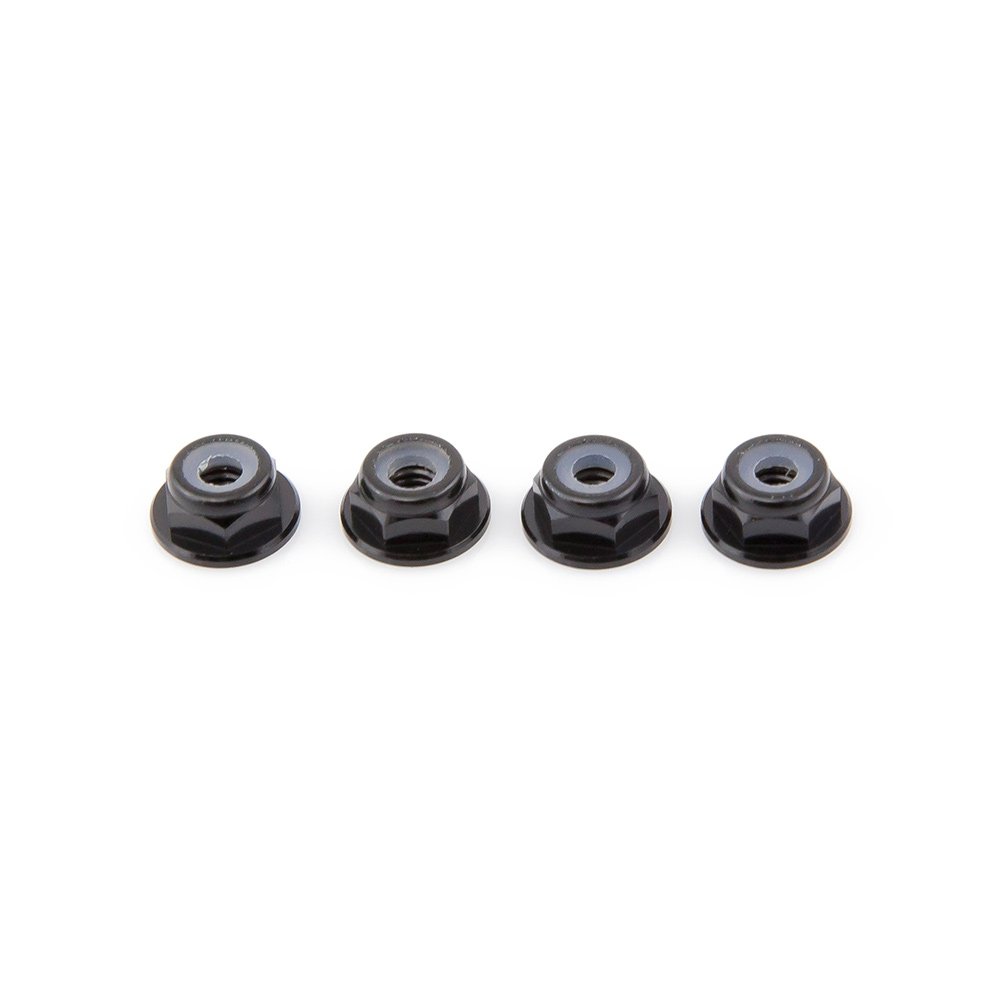 Yeah Racing YA-0448BK 4mm Aluminum Wheel Flange Lock Nuts (Black, 4pcs) For 1/10 RC Cars
