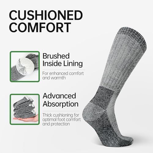 Image of Alvada Mens Merino Wool Crew Socks Thermal and Warm Socks for Winter Work Hiking Running 3 Pairs