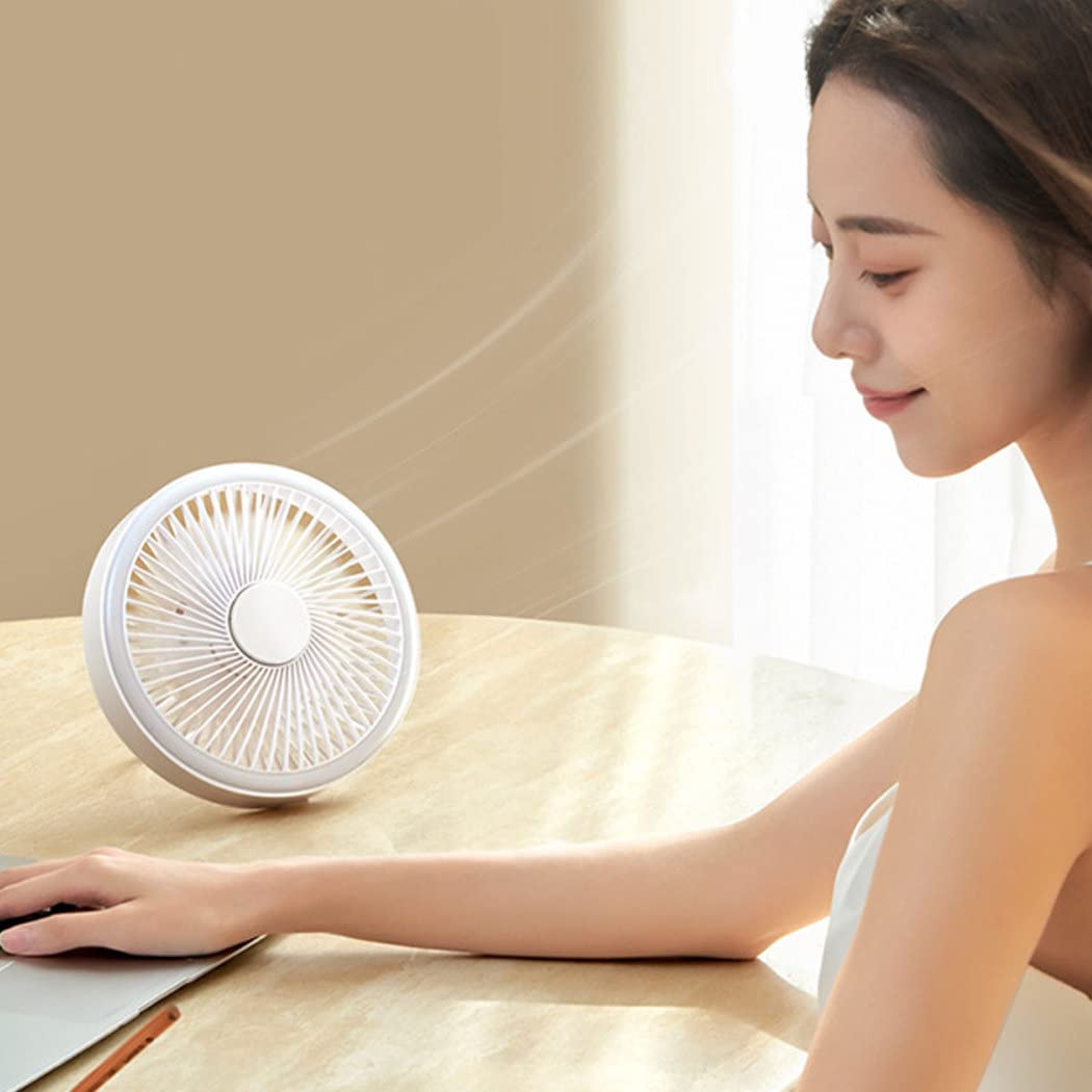 USB Ventilatore da Scrivania, Portatile Ventilatore con 3 velocità Regolabile, Silenzioso Ventilatore Portatile da Tavolo, Mini Ventilatore Silenzioso, per Scrivania, Casa, Viaggio,Bianca