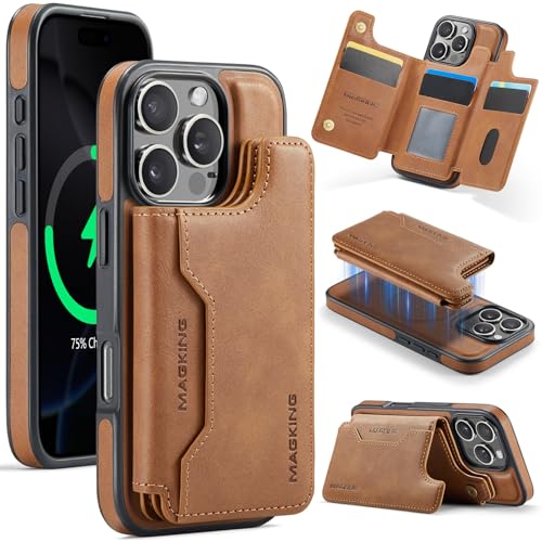 Étui portefeuille iPhone 12 Pro anti-choc et compartiment carte en cuir marron