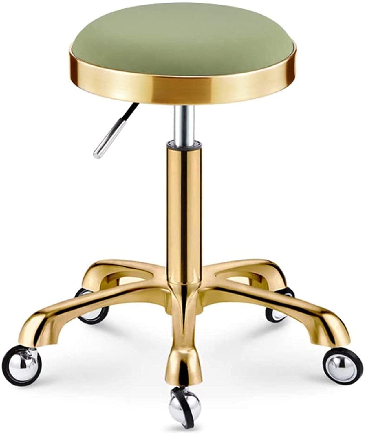 Work Stool Round Rolling Stools Rolling Chair Office Salon Tattoo Kitchen Massage Work Height Adjustable Swivel Stool for Salon Massage Tattoo Home Office (Color : Green)