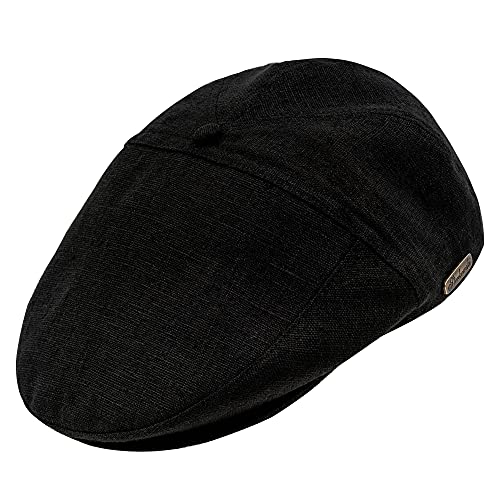 Sterkowski Swede Cap | 100% Linen Flat Cap For Men And Women | Newsboy Hats For Men Flat Caps Hats For Men Gatsby Hats For Men Summer Flat Cap Cabby Hats For Men Mens Linen Hat 61 Cm Black #TOP2