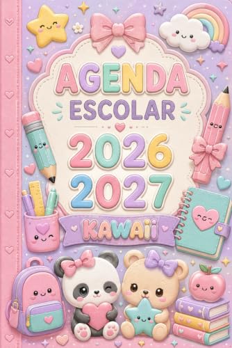 Agenda Escolar 2026 2027 Kawaii: Planificador escolar para estudiantes, primaria, secundaria y bachillerato – Horario, tareas, objetivos, notas, contactos, calendario, cumpleaños y organización diaria