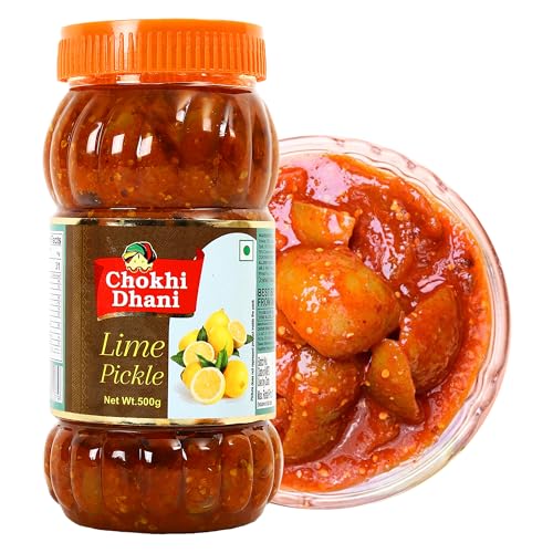 Image of Chokhi Dhani Lime Pickle 500g | Tangy & Spicy Nimbu Achar | Oil Free Lemon Pickle | No Onion No Garlic | Traditional Indian Pickle | Homemade Style